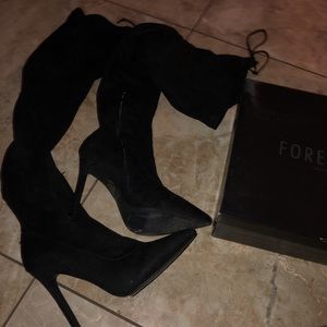 Black thigh high heals